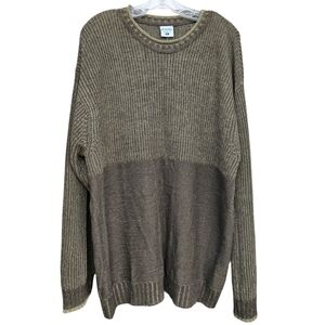 Columbia Sweater Mens XL Brown ROC Crew Pullover Ribbed Knit Casual Cotton